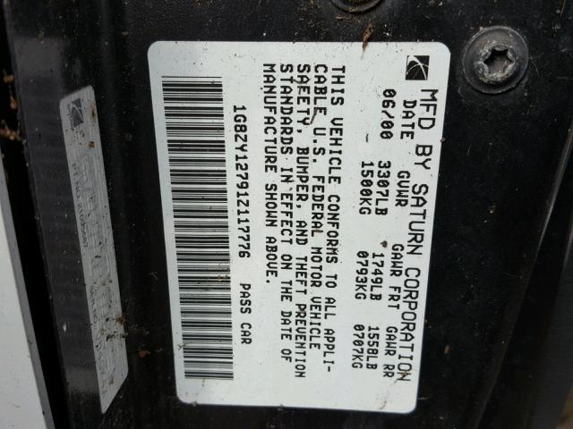 1G8ZY12791Z117776 - 2001 SATURN SC2 SILVER photo 10