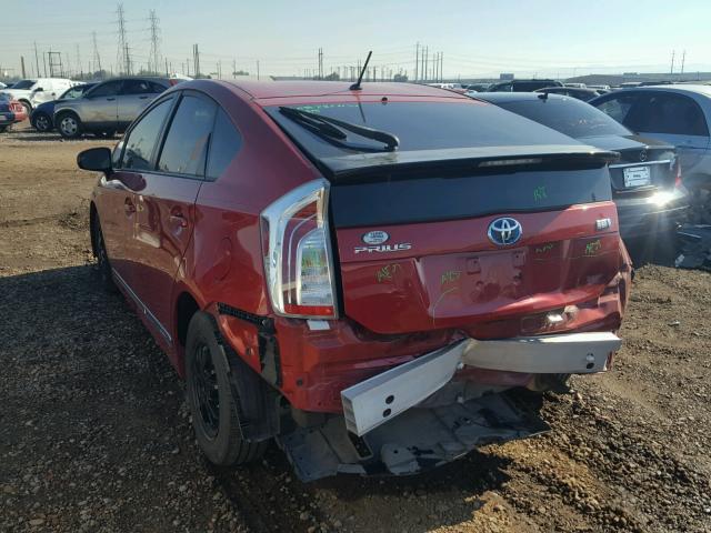 JTDKN3DU5C1542864 - 2012 TOYOTA PRIUS RED photo 3