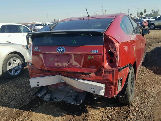 JTDKN3DU5C1542864 - 2012 TOYOTA PRIUS RED photo 4