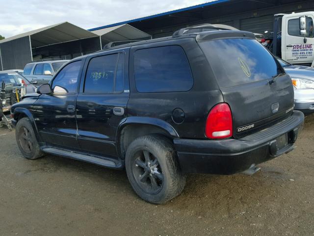 1B4HR48Z02F200263 - 2002 DODGE DURANGO SL BLACK photo 3