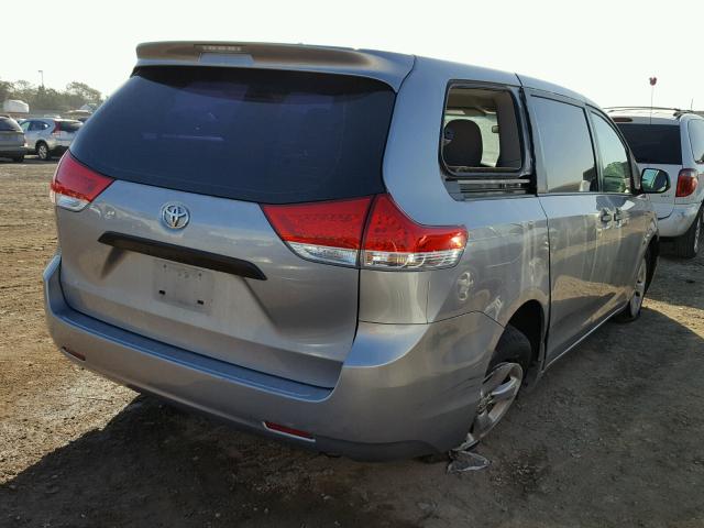 5TDZK3DC5BS130489 - 2011 TOYOTA SIENNA BAS SILVER photo 4