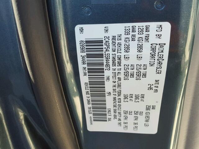 2C4GP54L55R444872 - 2005 CHRYSLER TOWN & COU GREEN photo 10