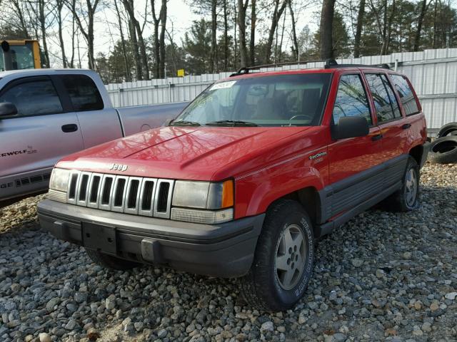 1J4GZ58S8PC630729 - 1993 JEEP GRAND CHER RED photo 2