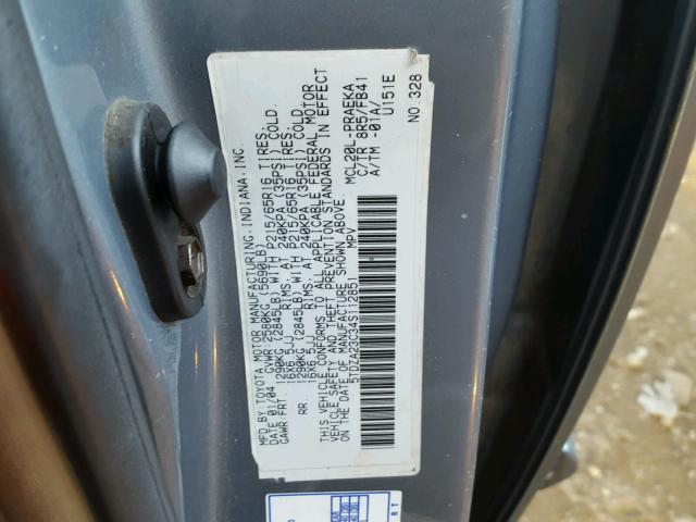 5TDZA23C34S112851 - 2004 TOYOTA SIENNA CE BLUE photo 10