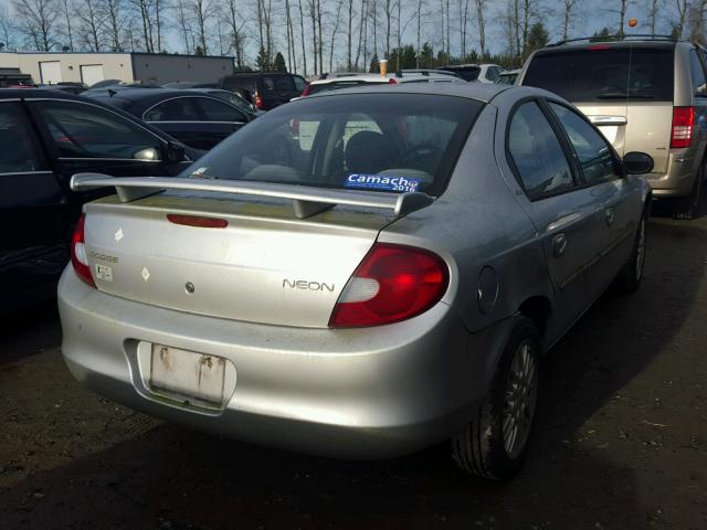 1B3ES46C31D182250 - 2001 DODGE NEON SE SILVER photo 4