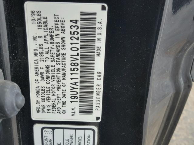 19UYA1158VL012534 - 1997 ACURA 2.2CL Қара фото 10