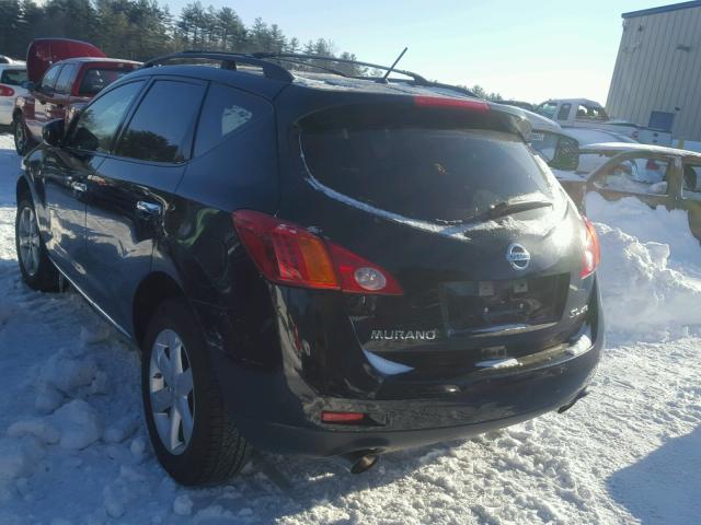 JN8AZ18W99W148185 - 2009 NISSAN MURANO S BLACK photo 3