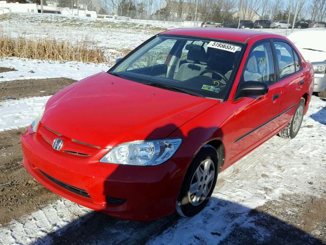 1HGES16335L012934 - 2005 HONDA CIVIC DX V RED photo 2