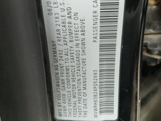WVWRH63B24P052663 - 2004 VOLKSWAGEN PASSAT GLX 黑色 照片 10