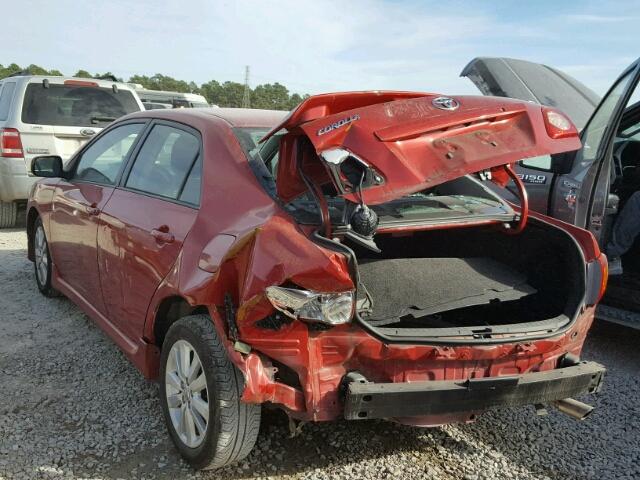 1NXBU4EE4AZ368308 - 2010 TOYOTA COROLLA BA RED photo 3