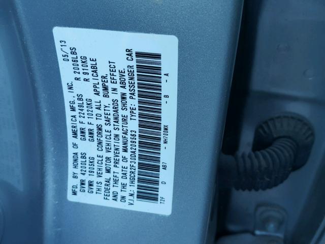 1HGCR2F30DA209563 - 2013 HONDA ACCORD LX SILVER photo 10