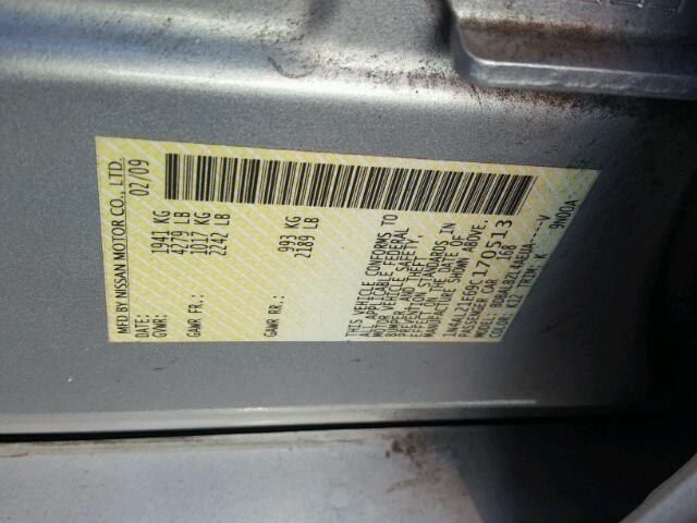 1N4AL21E69C170513 - 2009 NISSAN ALTIMA 2.5 SILVER photo 10