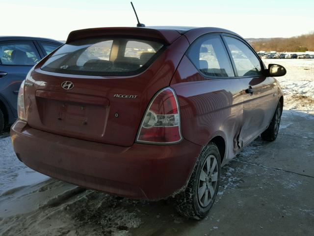 KMHCM36C78U095323 - 2008 HYUNDAI ACCENT GS RED photo 4