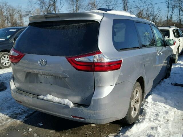 5TDKZ3DC3HS830968 - 2017 TOYOTA SIENNA LE GRAY photo 4