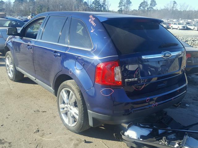 2FMDK4KCXBBA03009 - 2011 FORD EDGE LIMIT BLUE photo 3