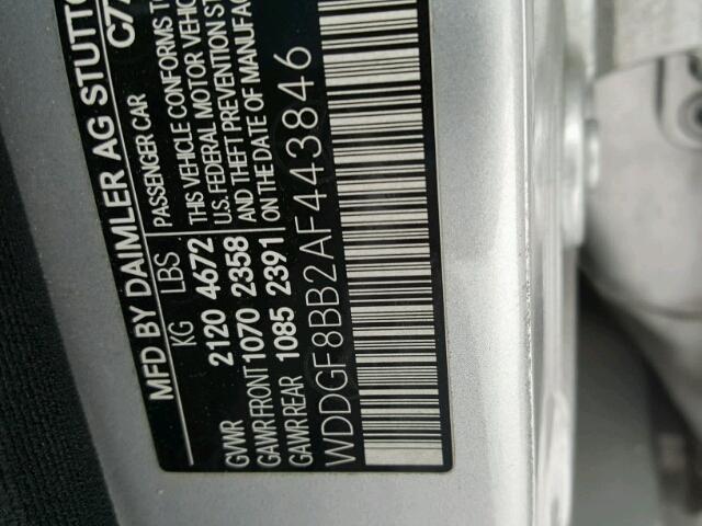 WDDGF8BB2AF443846 - 2010 MERCEDES-BENZ C 300 4MAT SILVER photo 10