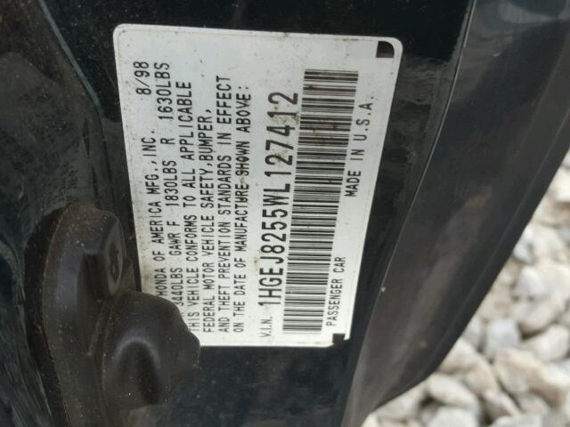 1HGEJ8255WL127412 - 1998 HONDA CIVIC EX 绿色 照片 10