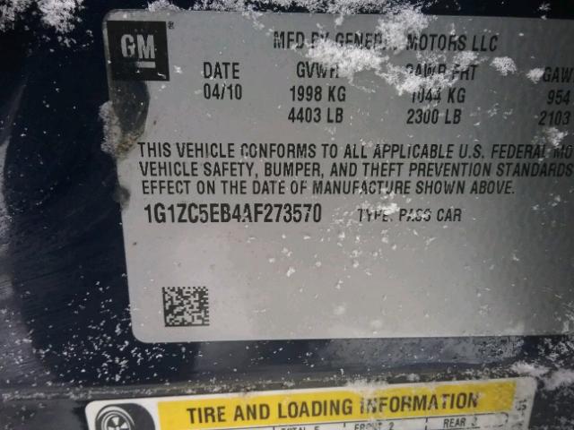 1G1ZC5EB4AF273570 - 2010 CHEVROLET MALIBU 1LT 蓝色 照片 10