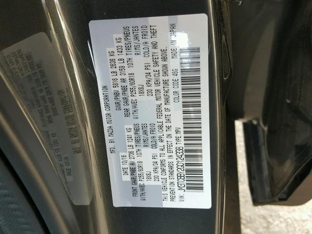 JM3TCBBY2G0124338 - 2016 MAZDA CX-9 TOURI GRAY photo 10