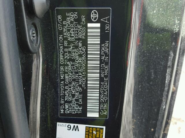 JTKDE167X90286345 - 2009 TOYOTA SCION TC 黑色 照片 10