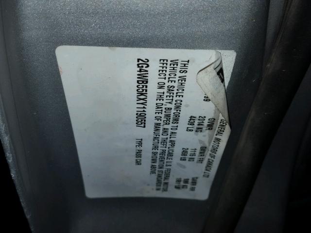 2G4WB55KXY1190557 - 2000 BUICK REGAL LS 银色 照片 10