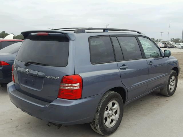 JTEGD21A130054980 - 2003 TOYOTA HIGHLANDER BLUE photo 4