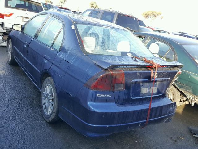 2HGES26785H561616 - 2005 HONDA CIVIC EX BLUE photo 3