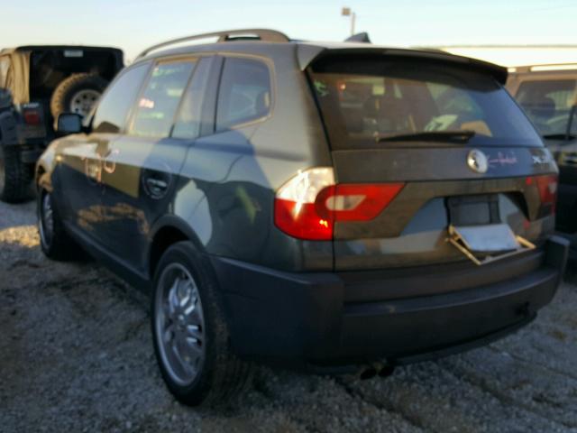 WBXPA73494WC36125 - 2004 BMW X3 2.5I GREEN photo 3