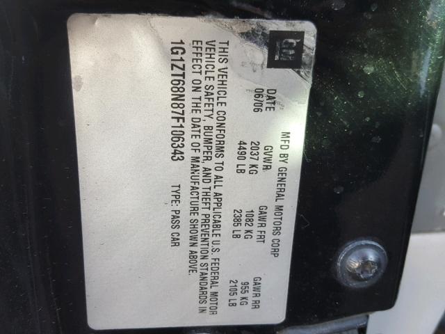 1G1ZT68N87F106343 - 2007 CHEVROLET MALIBU MAX შავი ფოტო 10