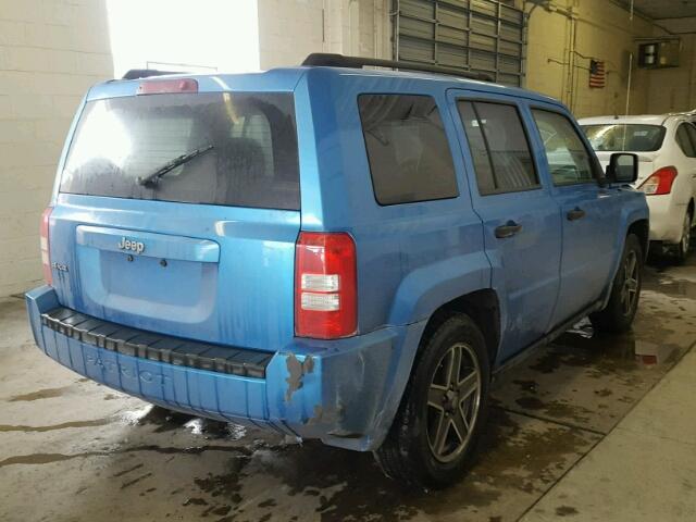 1J8FF28W98D733352 - 2008 JEEP PATRIOT SP BLUE photo 4