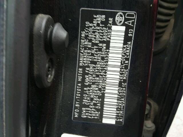 2T1BU4EE2AC515324 - 2010 TOYOTA COROLLA BA BLACK photo 10