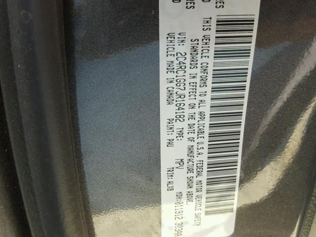 2C4RC1GG7JR164182 - 2018 CHRYSLER PACIFICA L 灰色 照片 10