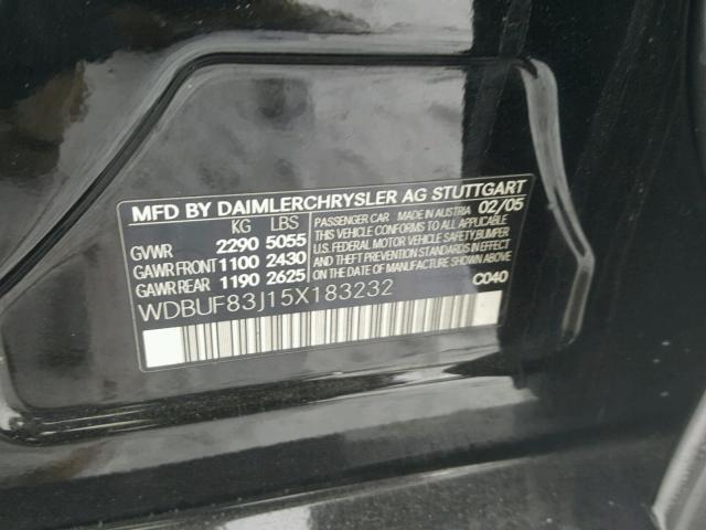 WDBUF83J15X183232 - 2005 MERCEDES-BENZ E 500 4MAT BLACK photo 10