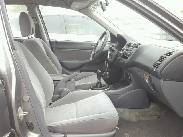 2HGES15544H539251 - 2004 HONDA CIVIC LX GRAY photo 5