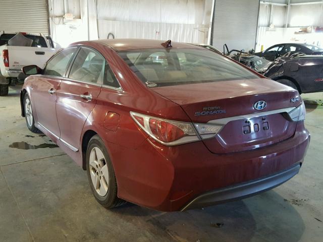 KMHEC4A46BA011423 - 2011 HYUNDAI SONATA HYB RED photo 3