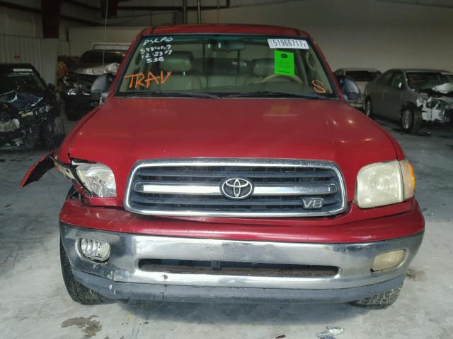 5TBRT38152S246113 - 2002 TOYOTA TUNDRA ACC RED photo 9