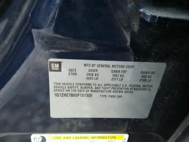 1G1ZH57B89F101309 - 2009 CHEVROLET MALIBU 1LT 蓝色 照片 10