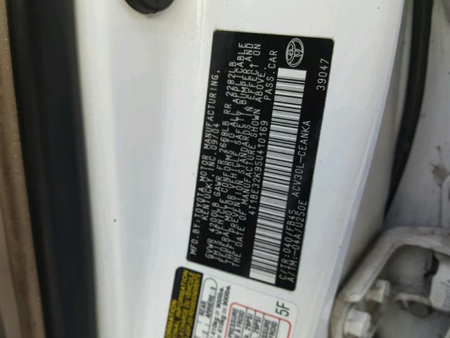 4T1BE32K95U410169 - 2005 TOYOTA CAMRY LE WHITE photo 10