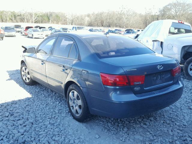 5NPET46C79H545764 - 2009 HYUNDAI SONATA GLS BLUE photo 3