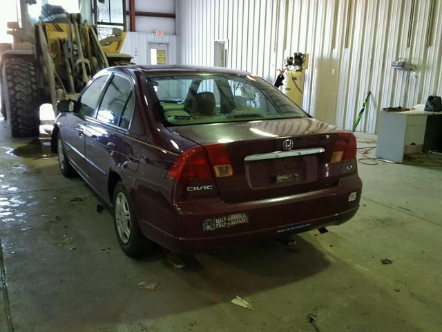 2HGES16582H513943 - 2002 HONDA CIVIC LX BURGUNDY photo 3