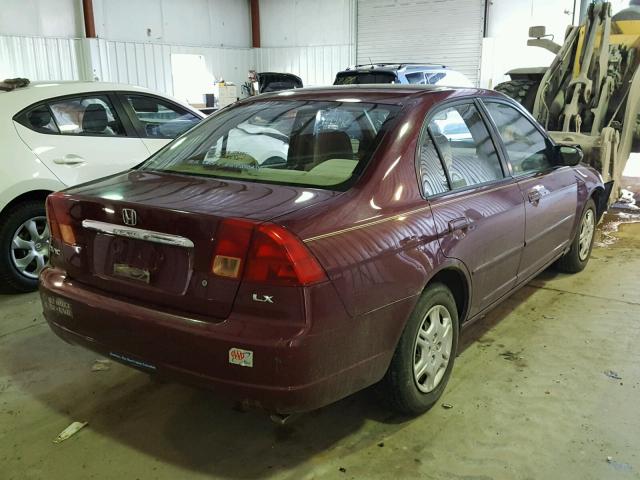 2HGES16582H513943 - 2002 HONDA CIVIC LX BURGUNDY photo 4