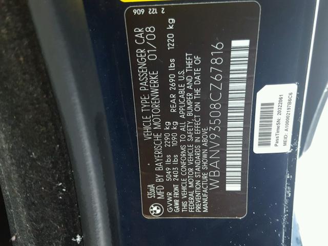 WBANV93508CZ67816 - 2008 BMW 535 XI Qara foto 10