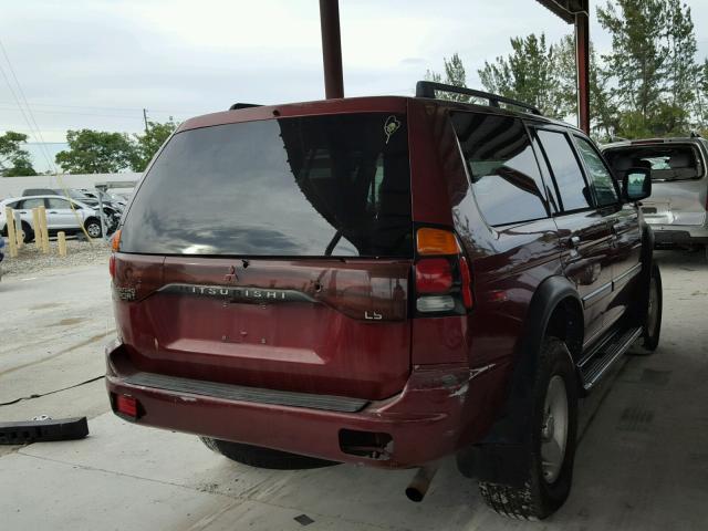 JA4LS21H11P013785 - 2001 MITSUBISHI MONTERO SP BURGUNDY photo 4