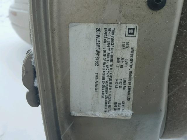 2G1WL52M5W9187662 - 1998 CHEVROLET LUMINA BAS კრემისფერი ფოტო 10