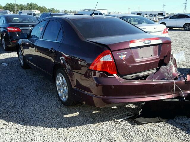 3FAHP0HA6BR107347 - 2011 FORD FUSION SE MAROON photo 3