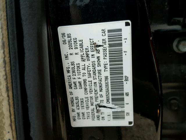 1HGCM66526A066786 - 2006 HONDA ACCORD EX BLACK photo 10