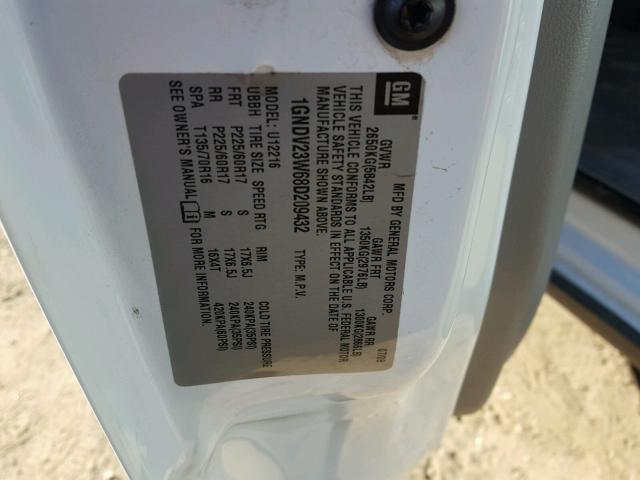 1GNDV23W68D209432 - 2008 CHEVROLET UPLANDER L 白色 照片 10