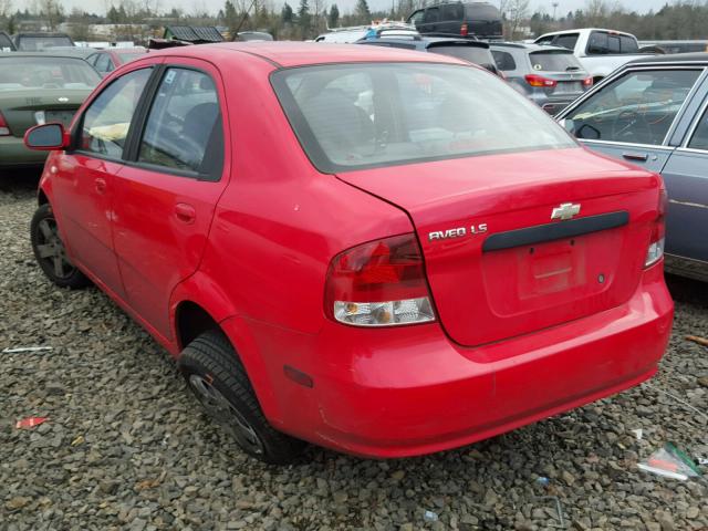 KL1TD56606B514588 - 2006 CHEVROLET AVEO BASE RED photo 3