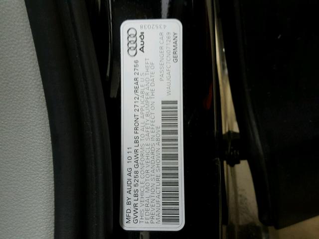 WAUJGAFC7CN071269 - 2012 AUDI A6 PRESTIG BLACK photo 10