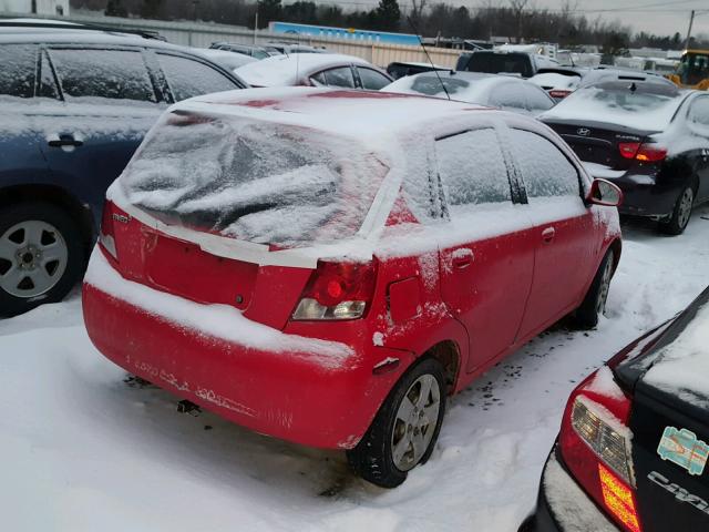 KL1TD66667B725771 - 2007 CHEVROLET AVEO BASE RED photo 4